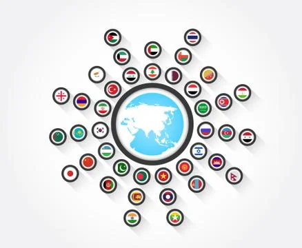 Flags from Asia Illustrazione stock