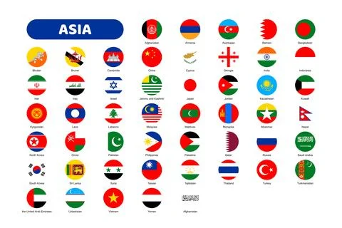 Flags of Asia Stock Illustration