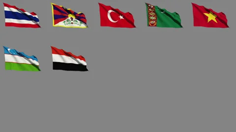 Flags Of Asia (part 4 of 4) Stock Footage 39615764