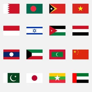 Flags of the Asian states Stock Illustration