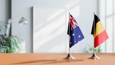 FLAGS OF  AUSTRALIA AND CHAD  ON TABLE Stock Photos