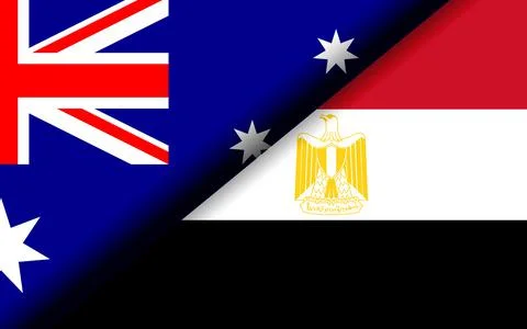 Flags of Australia and Egypt divided diagonally Stock Illustration