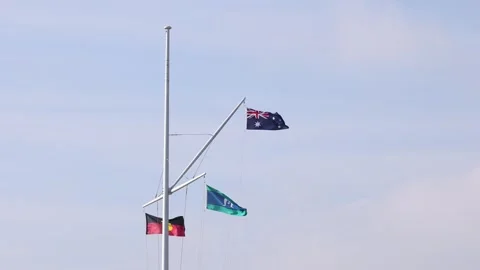 Flags of Australia and First Nations Stock Footage 290292314