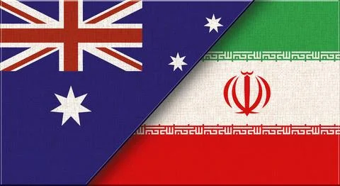 Flags of Australia and Iran. Two Flags Together Australian and Iranian Stock Illustration