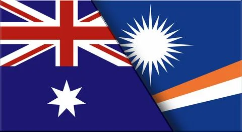 Flags of Australia and Marshall Islands. Australian and Marshall Islands flag Stock Illustration
