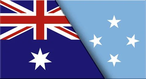 Flags of Australia and Micronesia. Australian and Micronesian National flags Stock Illustration