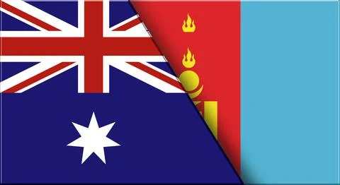 Flags of Australia and Mongolia. Australian and Mongolian National flags Stock Illustration