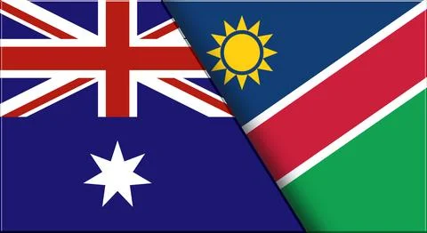Flags of Australia and Namibia. Australian and Namibian National flags Stock Illustration