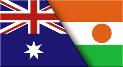 Flags of Australia and Niger. Australian and Nigerian National flags on Fabri Stock Illustration