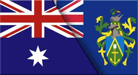 Flags of Australia and Pitcairn Islands. Australian and Pitcairn Islands flag Stock Illustration