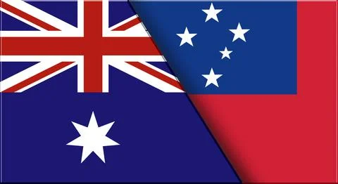 Flags of Australia and Samoa. 3D illustration. and Western Samoa National fla Stock Illustration