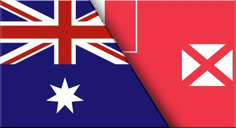 Flags of Australia and Wallis and Futuna. 3D illustration. National flags Stock Illustration