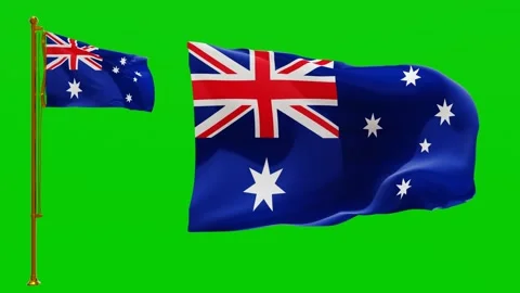 Flags of Australia with Green Screen Chroma Key High Quality 4K UHD 60FPS Stock Footage 142066594
