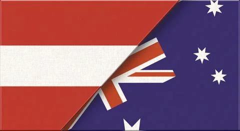 Flags of Austria and Australia. Austrian and Australian National flags on Fab Stock Illustration