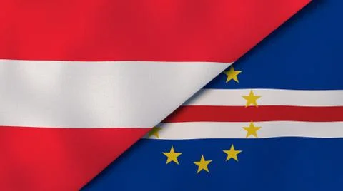 The flags of Austria and Cape Verde. News, reportage, business background. 3d Stock Illustration