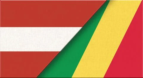 Flags of Austria and Congo-Brazzaville. Austrian and Congolese flags Stock Illustration