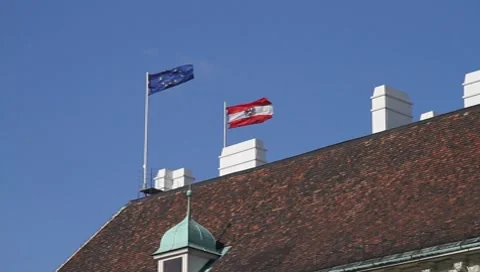 Flags Austria and EU Vídeos de archivo 8622522