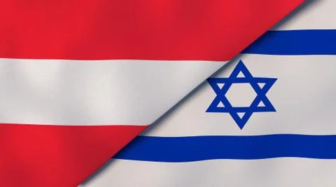 The flags of Austria and Israel. News, reportage, business background. 3d ill Illustrazione stock