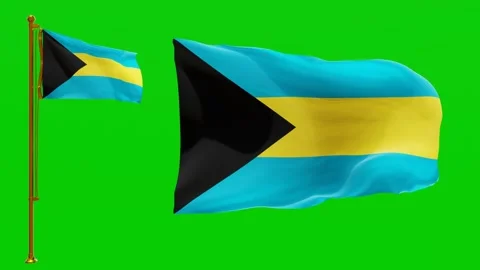 Flags of the Bahamas with Green Screen Chroma Key High Quality 4K UHD 60FPS Video stock 142368996