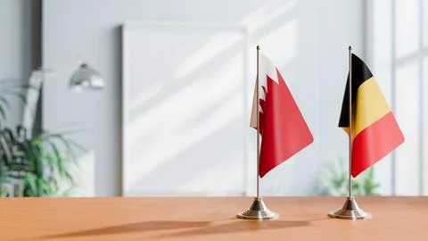 FLAGS OF  BAHRAIN AND CHAD  ON TABLE Stock Photos