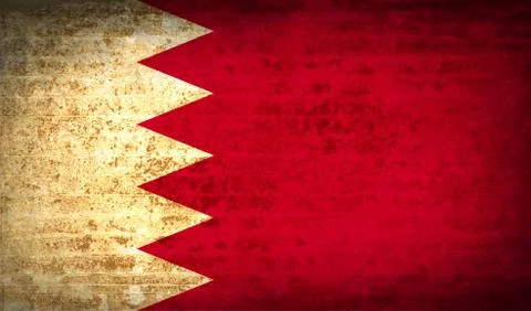 Flags Bahrain with dirty paper texture.  Raster copy Stock Illustration