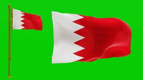 Flags of Bahrain with Green Screen Chroma Key High Quality 4K UHD 60FPS Stock Footage 142368988