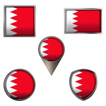 Flags of the Bahrain Icons set image Stock Illustration
