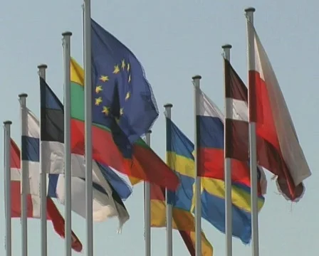 Flags of the baltic states Stock Footage 124422
