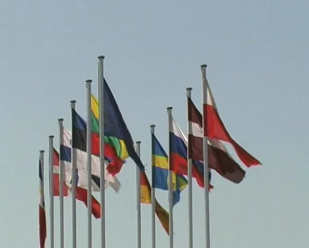 Flags of the baltic states Stock Footage 124429