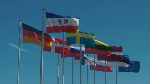 Flags of the baltic states Stock Footage 7728911