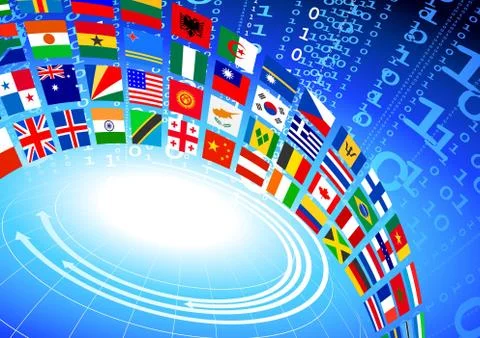 Flags Banner with Binary Code Illustrazione stock