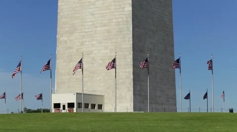 Flags at base of Washington Monument Stock Footage 44346910