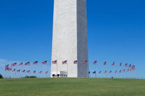 Flags at base of Washington Monument Stock Photos