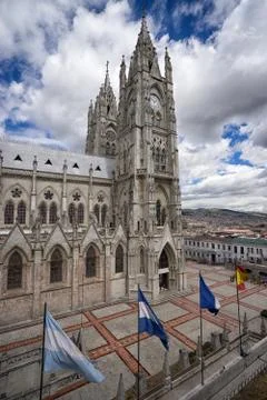 Flags by the basilica  Edit Fotos de archivo