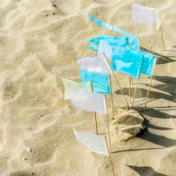 Flags on the beach Stock Photos