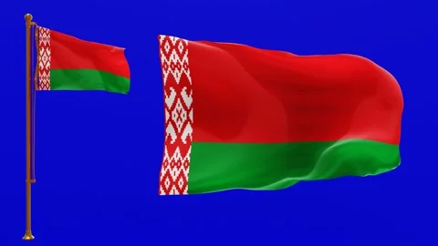 Flags of Belarus with Green Screen Chroma Key High Quality 4K UHD 60FPS Stock Footage 142369209
