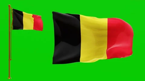 Flags of Belgium with Green Screen Chroma Key High Quality 4K UHD 60FPS Stock Footage 142369675