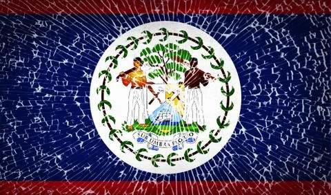 Flags Belize with broken glass texture.  Raster copy Stock Illustration