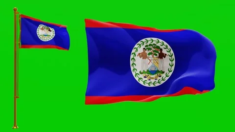 Flags of Belize with Green Screen Chroma Key High Quality 4K UHD 60FPS Video stock 142370183