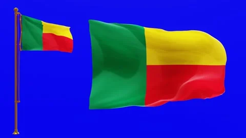 Flags of Benin with Green Screen Chroma Key High Quality 4K UHD 60FPS Stock Footage 142370018