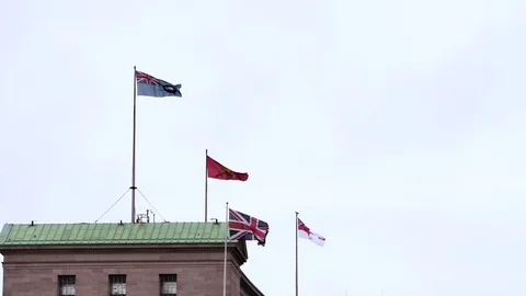 Flags blow in the wind Stock Footage 120292195