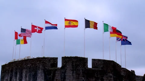 Flags blowing in the wind Stock Footage 36810156