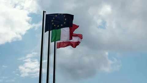 Flags blowing in the wind Stock Footage 139055945