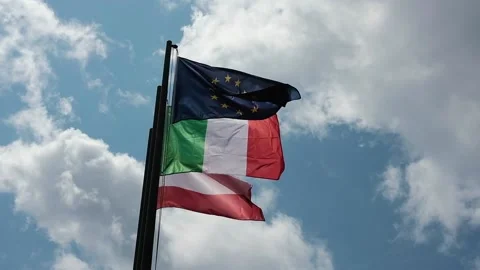 Flags blowing in the wind Stock Footage 139055969