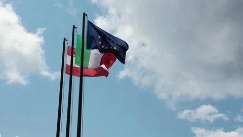 Flags blowing in the wind Stock Footage 139055973