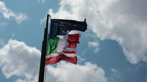 Flags blowing in the wind Stock Footage 139055986