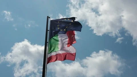 Flags blowing in the wind Stock Footage 139055989