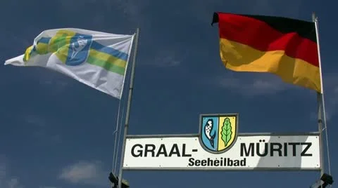 Flags on Blue Sky in Graal-Müritz - Baltic Sea, Northern Germany Stock-Footage 12533717