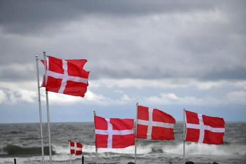 Flags in blue sky Stock Photos