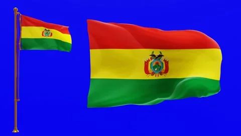 Flags of Bolivia with Green Screen Chroma Key High Quality 4K UHD 60FPS Stock Footage 142370293